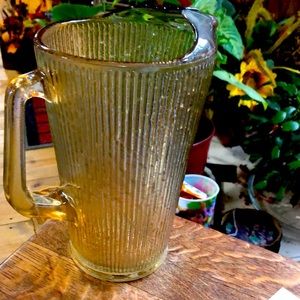 Mid century g carnival glass pitcher marigold tree bark design